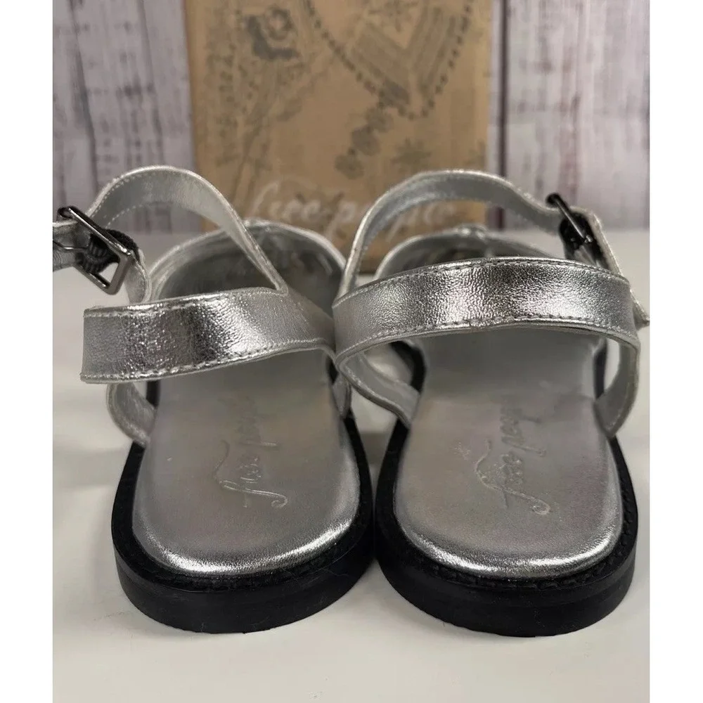 Free People Frankie Fisher Flat NEW 9.5 Silver Metallic MSRP $138